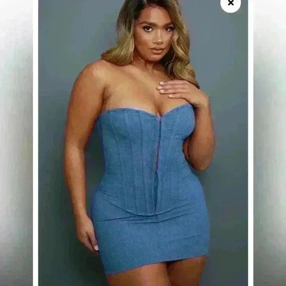 NWT Pretty Little Thing Shape  Blue Woven Micro Mini Skirt - Picture 2 of 10